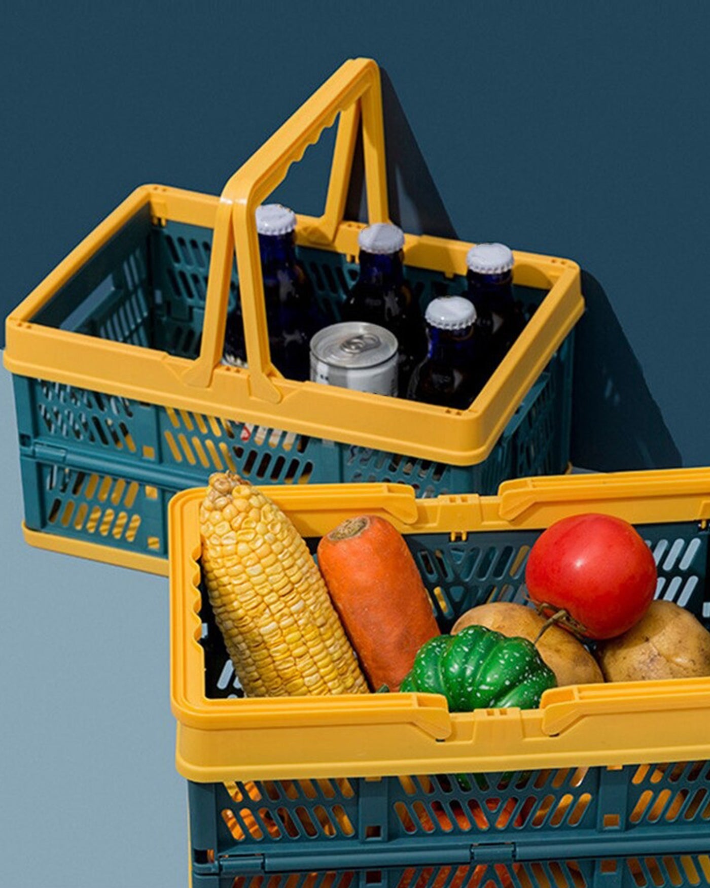 Multifunctional foldable plastic storage basket