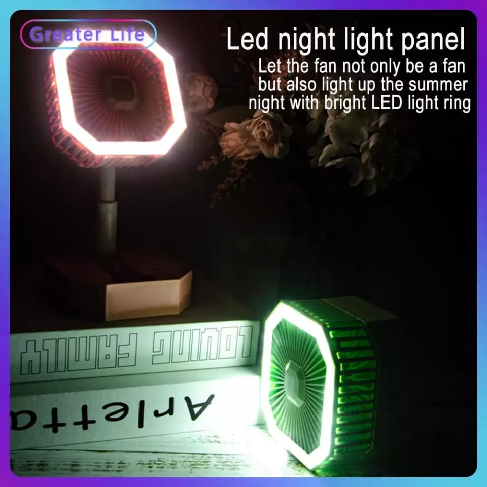 Foldable Portable Multifunction Fan Handheld LED Night Light USB Rechargeable