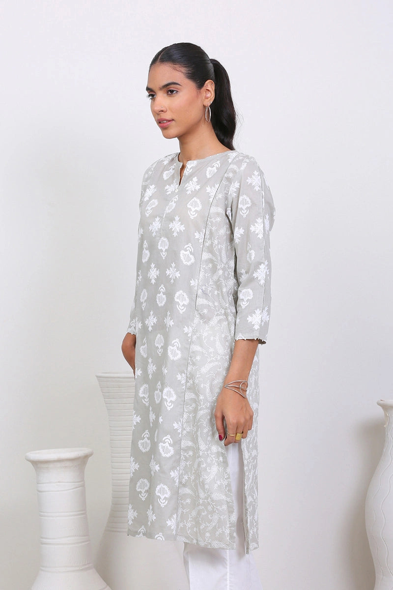 MYSTIQUE PRINT BLOCKED KURTA WITH TROUSER